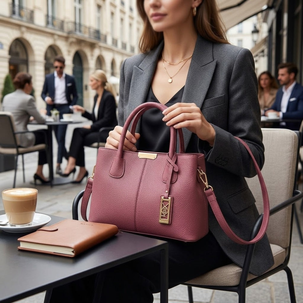 WEAVEW Pink Textured Handbag