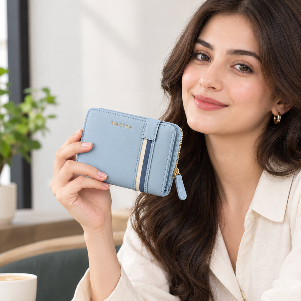 WEAVEW Light Blue Bifold Wallet