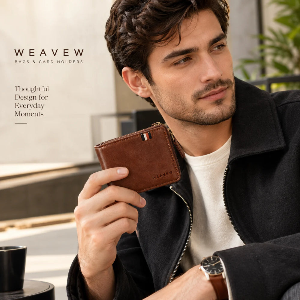 WEAVEW Brown Zip Around Wallet