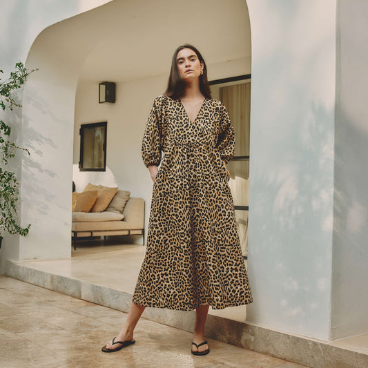 Iconic Animal V Neck Dress
