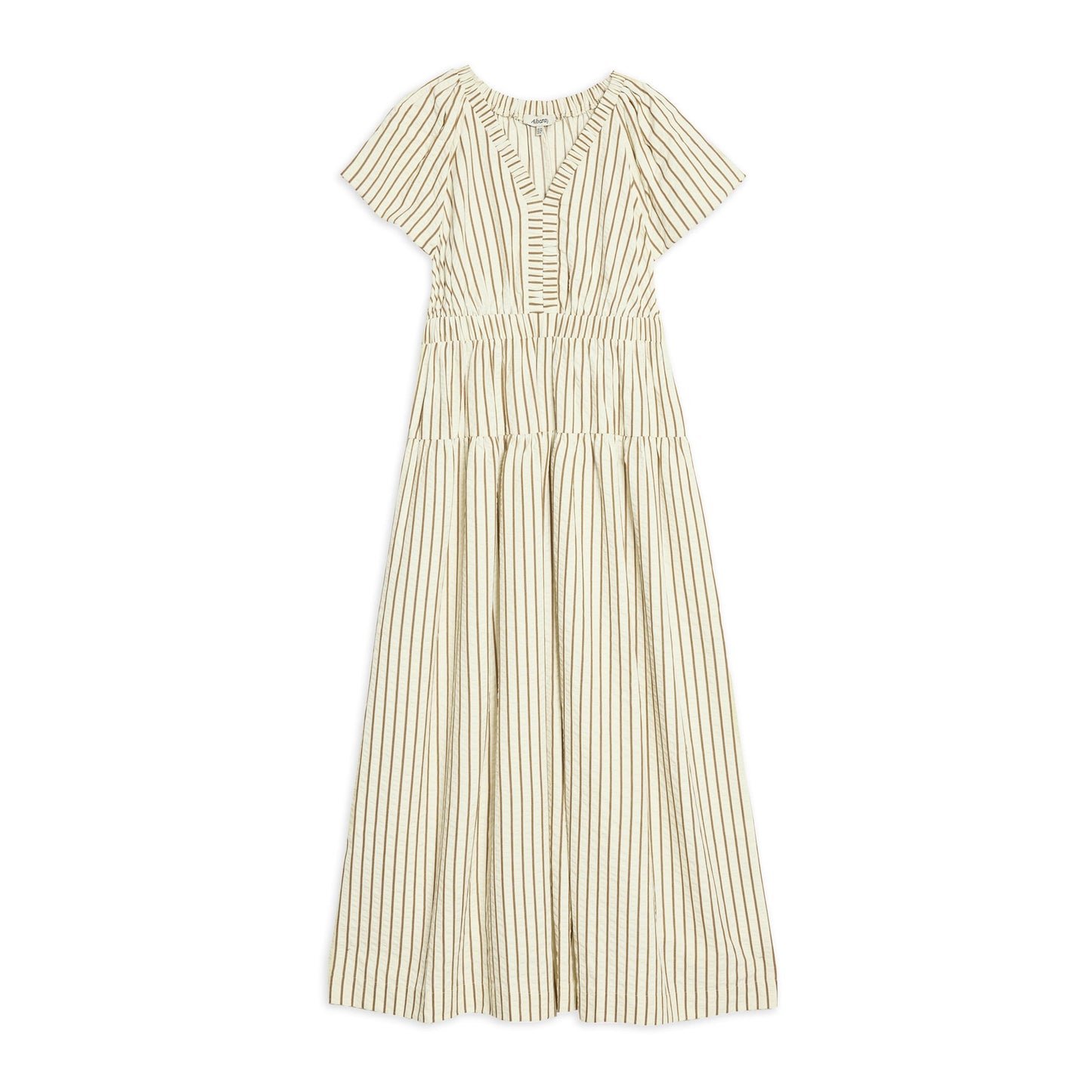 Neutral Stripe V Neck Dress
