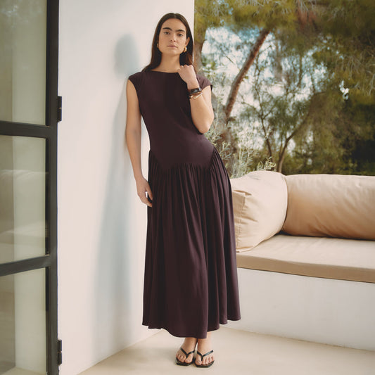 Dipped Drop Waist Maxi Dress