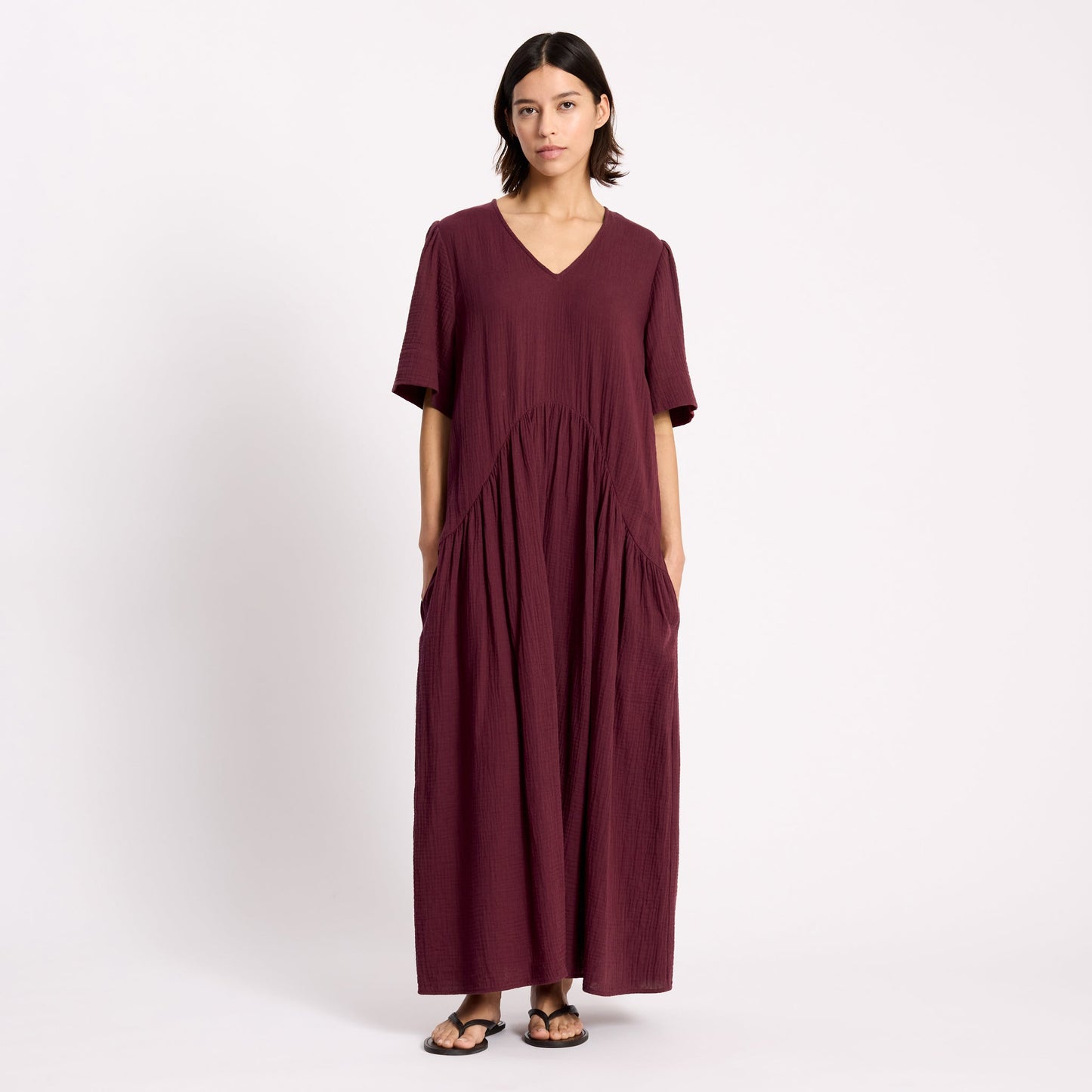 Burgundy Cheesecloth Dress