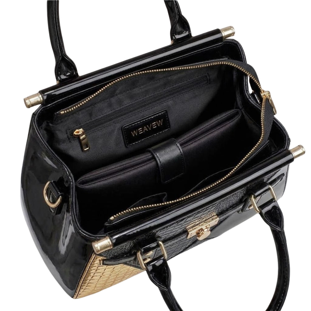 WEAVEW Black Croc Handbag