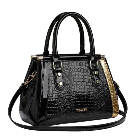 WEAVEW Black Croc Handbag