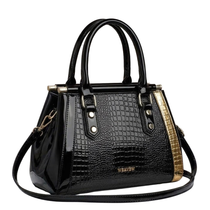 WEAVEW Black Croc Handbag